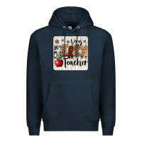 Navy very merry teacher christmas coaster Premium Hoodie - Jasminsmagicworld