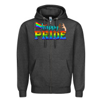 Charcoal Heather happy pride Zipper Hoodie - texasbilliewilder