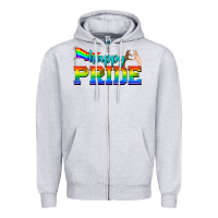 Heather Grey happy pride Zipper Hoodie - texasbilliewilder