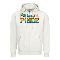Oatmeal Heather happy pride Zipper Hoodie - texasbilliewilder
