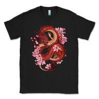 Black red dragon and sakura cherry blossoms Classic Tee - RanaPortraitStore