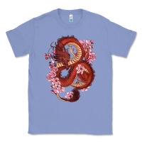 Colony Blue red dragon and sakura cherry blossoms Classic Tee - RanaPortraitStore