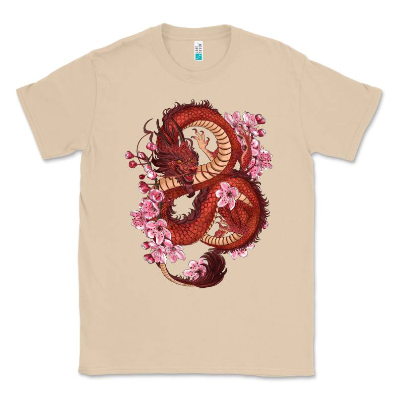 Red Dragon And Sakura Cherry Blossoms Classic Tee by RanaPortraitStore | Teevron