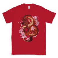 Red red dragon and sakura cherry blossoms Classic Tee - RanaPortraitStore