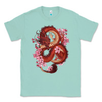 Seafoam red dragon and sakura cherry blossoms Classic Tee - RanaPortraitStore