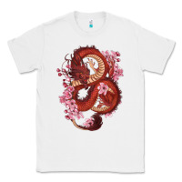 White red dragon and sakura cherry blossoms Classic Tee - RanaPortraitStore