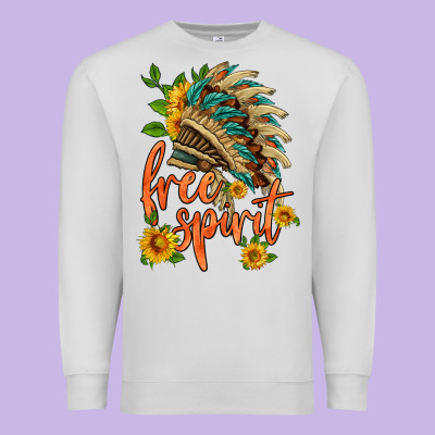 Free Spirit Sunflower And Indian Headdress Premium Sweatshirt Designed By Hra Design Shop