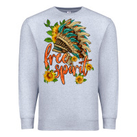 Heather Grey free spirit sunflower and indian headdress Premium Sweatshirt - HRA Design Shop