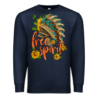 Navy free spirit sunflower and indian headdress Premium Sweatshirt - HRA Design Shop