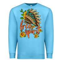 Ocean Blue free spirit sunflower and indian headdress Premium Sweatshirt - HRA Design Shop