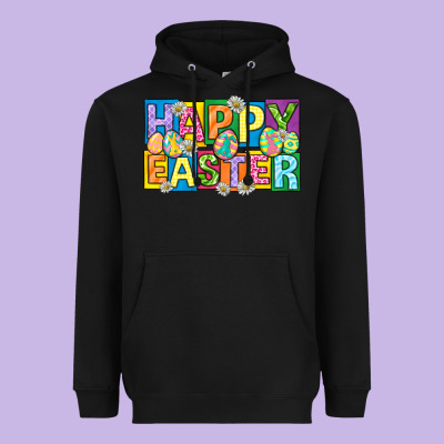 Happy Easter With Eggs Heavyweight Hoodie Designed By Neo Western