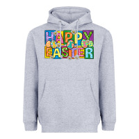 Heather Grey happy easter with eggs Heavyweight Hoodie - Neo Western