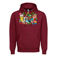 Burgundy teacher off duty coffee cups Zipper Hoodie - Zillion Design Studio