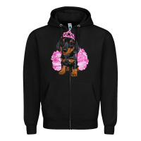Black Balerina Dachshund With Tutu Zipper Hoodie - RanaPortraitStore