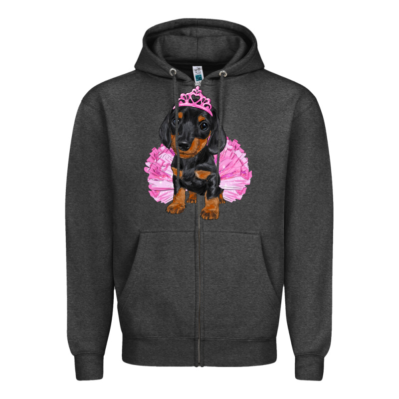 Balerina Dachshund With Tutu Zipper Hoodie by RanaPortraitStore | Teevron