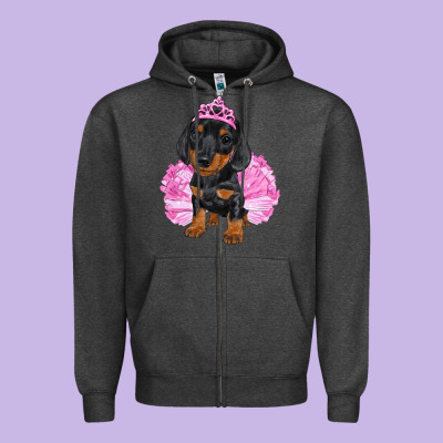 Zipper Hoodie Balerina Dachshund With Tutu
