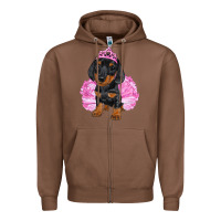 Chestnut Balerina Dachshund With Tutu Zipper Hoodie - RanaPortraitStore