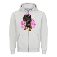 Dove Grey Balerina Dachshund With Tutu Zipper Hoodie - RanaPortraitStore
