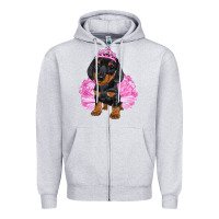 Heather Grey Balerina Dachshund With Tutu Zipper Hoodie - RanaPortraitStore