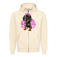 Sandshell Balerina Dachshund With Tutu Zipper Hoodie - RanaPortraitStore