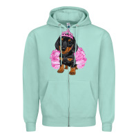 Seafoam Balerina Dachshund With Tutu Zipper Hoodie - RanaPortraitStore