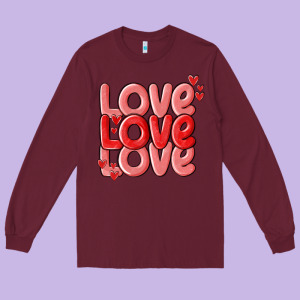 Love Valentines Day Long Sleeve Tee Designed By Maliassmallbusiness