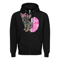 Black Balerina French Bulldog With Tutu Zipper Hoodie - RanaPortraitStore