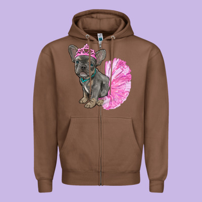 Zipper Hoodie Balerina French Bulldog With Tutu