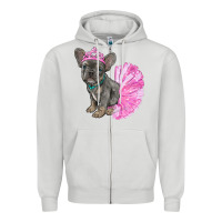 Dove Grey Balerina French Bulldog With Tutu Zipper Hoodie - RanaPortraitStore