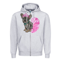 Heather Grey Balerina French Bulldog With Tutu Zipper Hoodie - RanaPortraitStore