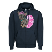 Navy Balerina French Bulldog With Tutu Zipper Hoodie - RanaPortraitStore