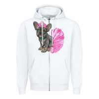 White Balerina French Bulldog With Tutu Zipper Hoodie - RanaPortraitStore