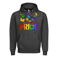 Charcoal Heather hippie pride Zipper Hoodie - texasbilliewilder