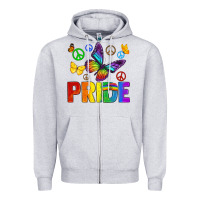 Heather Grey hippie pride Zipper Hoodie - texasbilliewilder