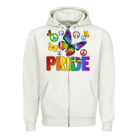 Oatmeal Heather hippie pride Zipper Hoodie - texasbilliewilder