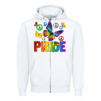 White hippie pride Zipper Hoodie - texasbilliewilder