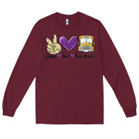 Burgundy peace love bus driver Long Sleeve Tee - MaliasSmallBusiness