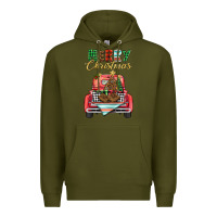 Army Green merry christmas truck Premium Hoodie - BarkalooDesign