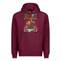 Burgundy merry christmas truck Premium Hoodie - BarkalooDesign