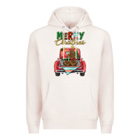 Pale Pink merry christmas truck Premium Hoodie - BarkalooDesign