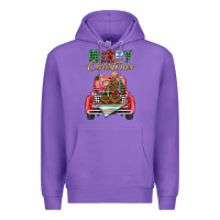 Purple merry christmas truck Premium Hoodie - BarkalooDesign