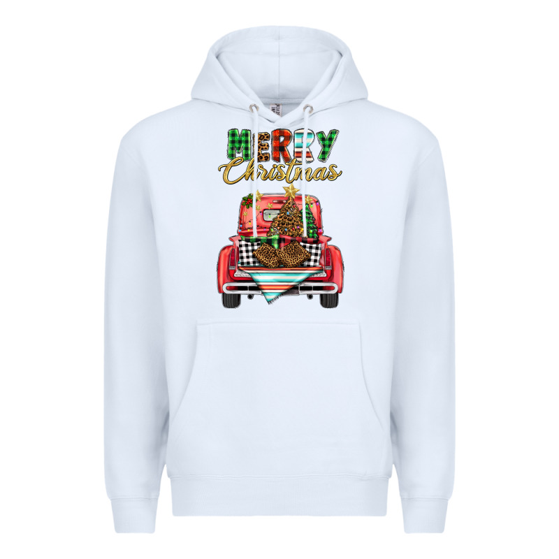 Merry Christmas Truck Premium Hoodie by BarkalooDesign | Teevron