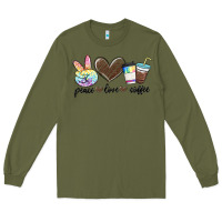 Army Green peace love coffee Long Sleeve Tee - MaliasSmallBusiness