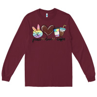 Burgundy peace love coffee Long Sleeve Tee - MaliasSmallBusiness