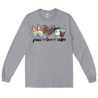 Heather Grey peace love coffee Long Sleeve Tee - MaliasSmallBusiness