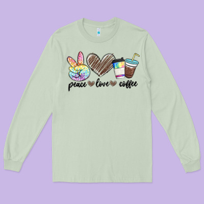 Long Sleeve Tee peace love coffee
