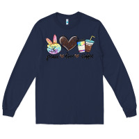 Navy peace love coffee Long Sleeve Tee - MaliasSmallBusiness