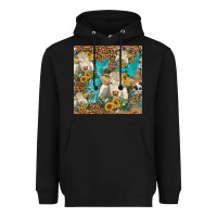 Black sunflowers charolais cow seamless pattern Heavyweight Hoodie - HRA Design Shop