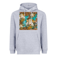 Heather Grey sunflowers charolais cow seamless pattern Heavyweight Hoodie - HRA Design Shop