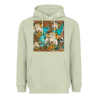 Matcha sunflowers charolais cow seamless pattern Heavyweight Hoodie - HRA Design Shop